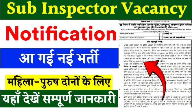 Sub-Inspector-Vacancy: सब-इंस्पेक्टर-के-पदों-पर-निकली-नई-भर्ती, फॉर्म भरना-शुरू