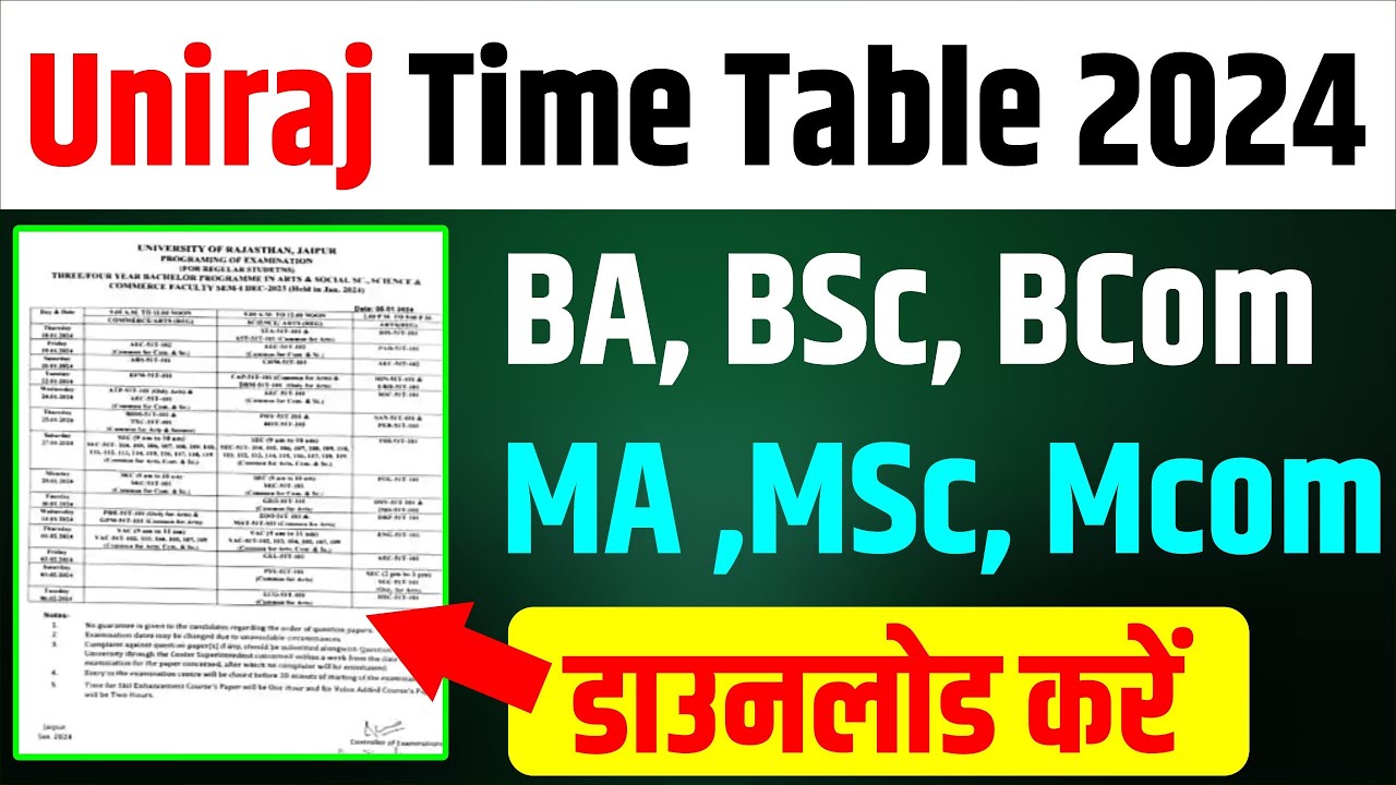 Rajasthan-University-Time-Table: राजस्थान-यूनिवर्सिटी-बीए-बीएससी-बीकॉम-का-टाइम-टेबल-जारी-यहां-से-करें-डाउनलोड